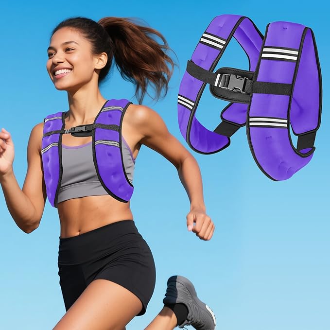 Zikopomi Weighted Vest Woman Man, 6lb/8lb/12lb/16lb/20lb/25lb/30lb Weight Vest with Reflective Stripes for Workout, Strength Training, Running, Fitness, Muscle Building, Weight Loss, Rucking Vest