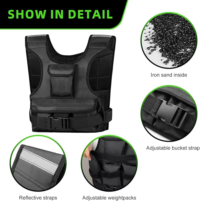 Adjustable Weighted Vest for Women, Customizable 0-18 lbs Strength Training Vest with 10 Removable Sandbag, Breathable Design, Reflective Safety Strips for Running, Hiking, and Fitness