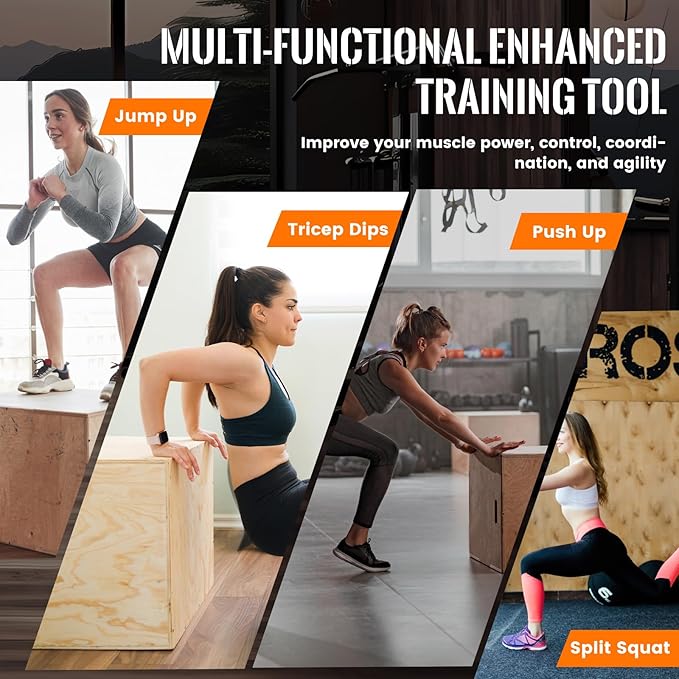 CAELUM 3-in-1 Wooden Plyo Box – Non-Slip Jump Box for Home & Gym, Heavy-Duty 400lbs Plyometric Box for Step-Ups, Squats, Strength & Agility Training