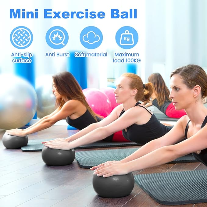 9 Inch Pilates Ball Small Exercise Ball, Workout Ball for Barre, Pilates, Yoga, Stability, Workout, Balance, Fitness at Gym Home Office