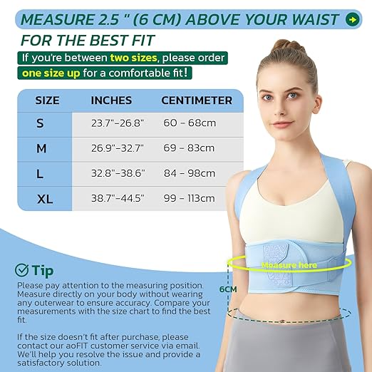 aoFIT Posture Corrector for Women, Lightweight and Breathable Back Brace for Pain Relief, Rounded Shoulders and Hunchback, Compact & Portable with Fashionable Design, Invisible Under Clothes Blue XL