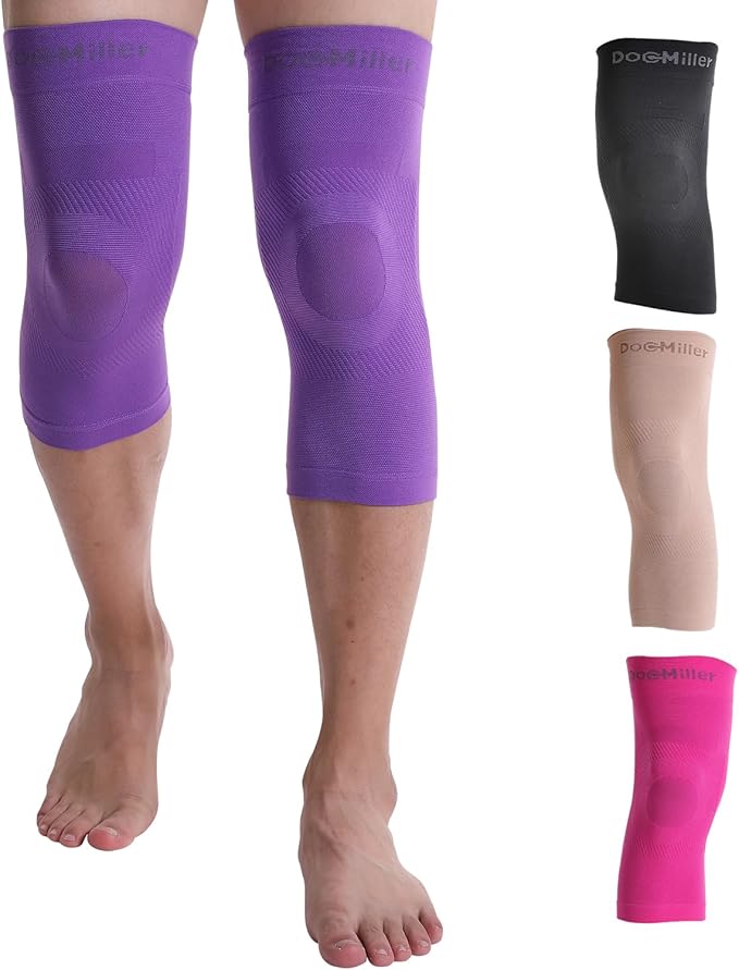 Doc Miller Knee Compression Sleeve Brace for Men & Women (Pair) Best Support for Workout Running ACL Arthritis Pain Relief