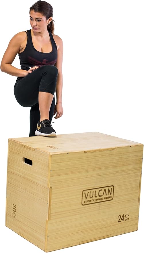 VULCAN 3-in-1 Wooden Plyo Box – Durable Ashwood Plyometric Jump Box for Home Gym and Commercial Training | Safe, Stable & Versatile for Box Jumps, Step-Ups, HIIT and Cross-Training Workouts