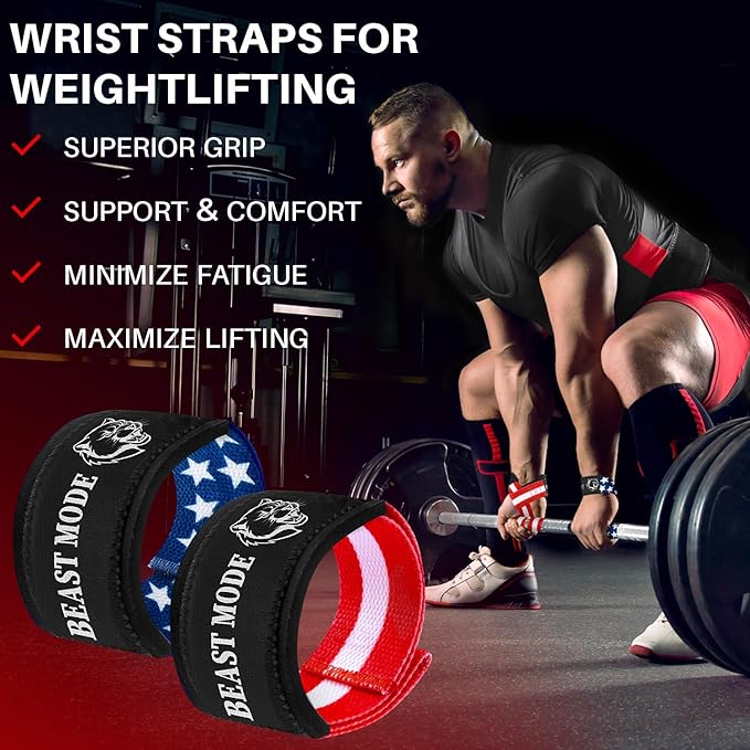 TECEUM Lifting Straps for Weightlifting Gym Strength Training - Wrist Straps with Neoprene Padded Cotton - Men & Women – Ideal for Powerlifting, Bodybuilding & Deadlifts
