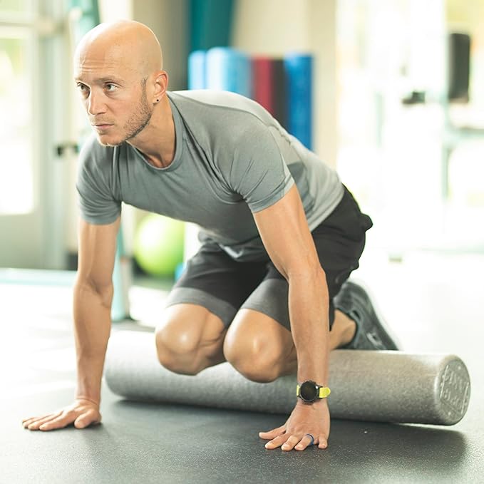 OPTP Silver AXIS Foam Roller, Moderate Density for Sports Medicine, Physical Therapy, Pilates, Yoga - Myofascial Release on Trigger Points (Silver Moderate Density, 36" x 6" Round)
