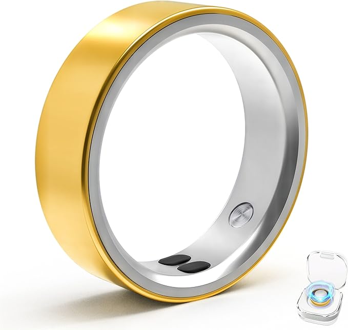 Smart Ring for Women Men,Sleep Tracking Wearable,Fitness Tracker Ring with Step/Heart Rate/Blood Oxygen/Distance/Calorie,Clock Vibration,No Subscription Fee,5ATM Waterproof, iOS&Android(Gold 13)