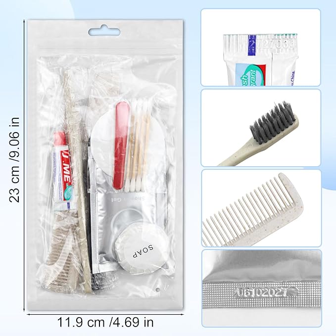 Toiletry Kits Homeless Personal Hygiene Kits for Homeless Care Package Supplies In Bulk, Disposable Travel Size Essential Women Men Toiletries Set for Hotel, Charity,Camping,Travel (60 Pack)