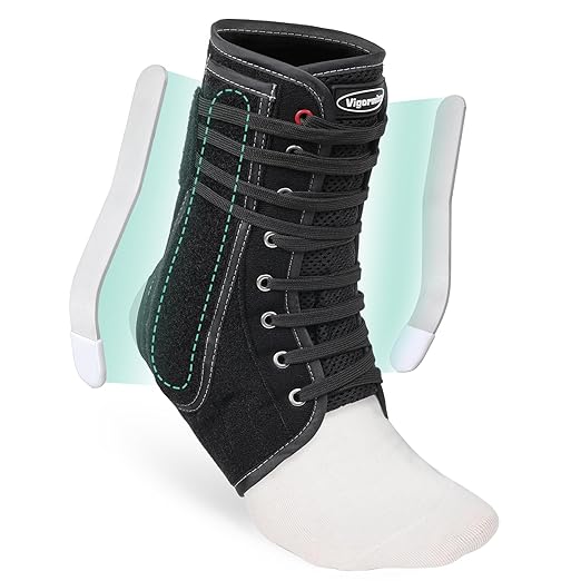 Lace up Ankle Brace for Women Men, Quick Adjustment Ankle Brace with Metal and Plastic Side Stabilizers, 1Pcs Foot Support for Sprained Left Right, XL