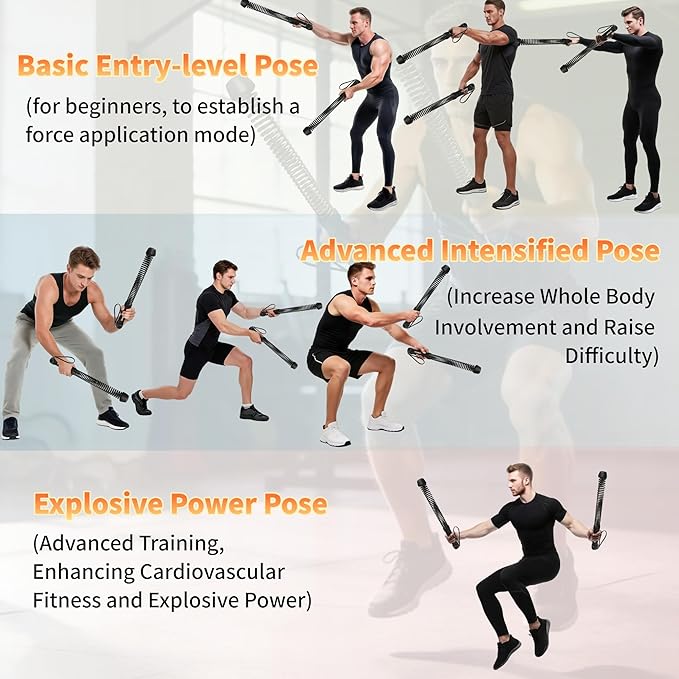 Ropeless Battle Ropes for Home Gym with Storage Bag, Cordless Battle Rope Sticks, Portable Workout Rope for HIIT Strength Training, Quiet Exercise Equipment for Men & Women(Black)
