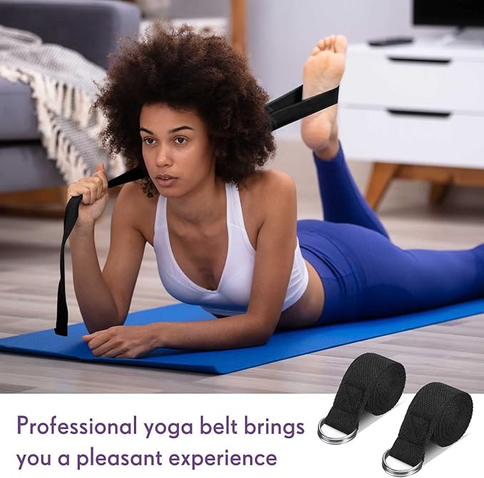 Jerify 50 Pcs Yoga Strap for Stretching Bulk 6ft Exercise Stretch Band with Metal D Ring Adjustable Pilates Non Elastic Yoga Belt for Women Men Physical Fitness Gym Workout Dance (Black)