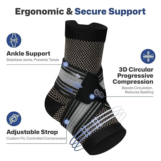 PAPLUS 2 Pairs Ankle Braces for Men & Women Plantar Fasciitis Relief- Adjustable Ankle Support for Foot Pain, Achilles Tendonitis Brace - with Removable Strap for Swelling Nude