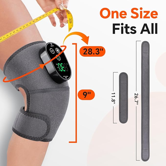 Cordless Heated Knee Massager with Vibration, Heated Knee Brace Wrap Shoulder Elbow 3 in 1 Heating Pad, Rechargeable Heating Warmers Wrap, Gifts for Women Men 2PCS