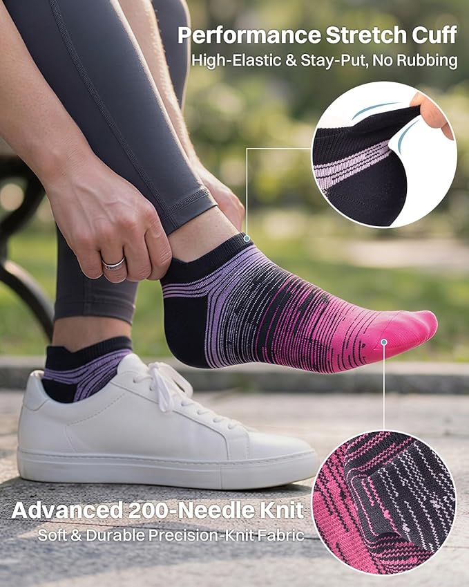 LEVSOX Ankle Compression Socks for Women Men Cushioned Running Support Socks for Plantar Fasciitis Relief 3 Pairs