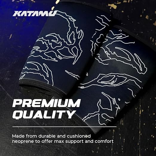 Katamu Premium Weightlifting, Powerlifting, Squats, Athletic and Fitness Knee Support Sleeve | Knee Sleeve for Men and Women | Gothic, Medium