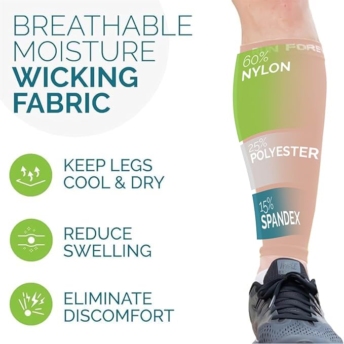 Run Forever Calf Compression Sleeves for Men and Women - Leg Compression Sleeve - Footless Compression Socks for runners