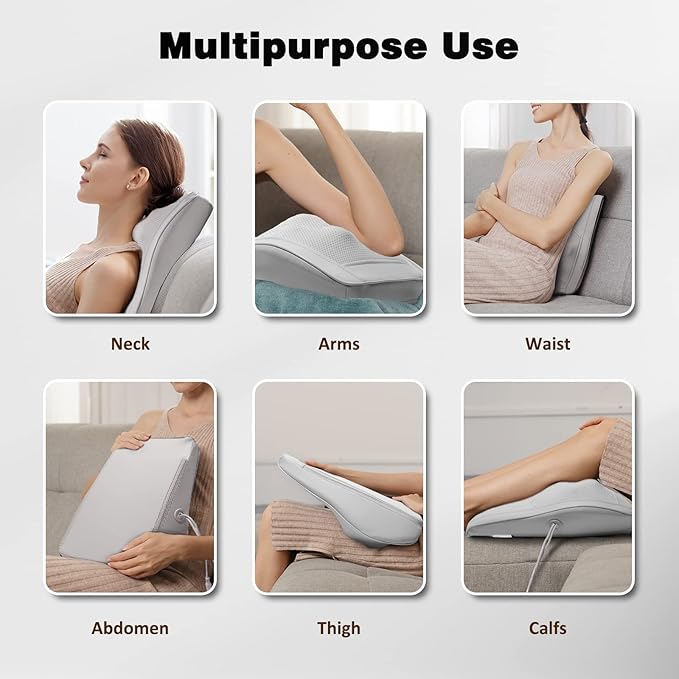 Boriwat Neck and Shoulder Massager with Heat, Shiatsu Massage Pillow with 3D Deep Tissue Kneading for Back Legs Foot Body Pain Relief,at Home Office Car, for Mom & Dad