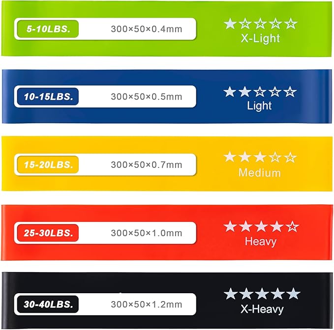 Honmein Resistance Bands for Working Out, Exercise Bands with 5 Resistance Levels Fit for Home Fitness, Strength Training, Natural Latex Resistance Band Include Instruction Guide and Carry Bag