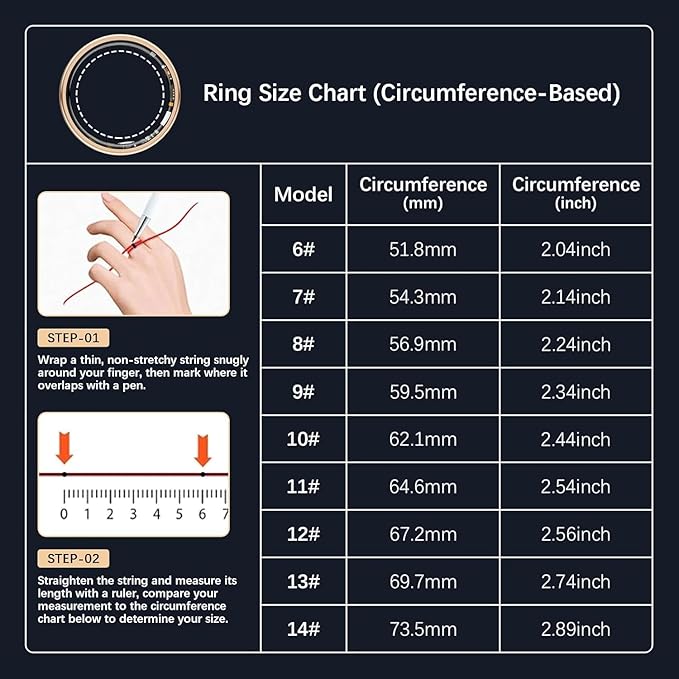 FKGZJF Smart Rings for Women Men, Fitness Ring with Heart Rate, Blood Oxygen, HRV, Stress, Sleep Tracker, Step Tracker, No Subscription Fee, lP68 Waterproof Smart Ring for iPhone & Android (Gold 8#)
