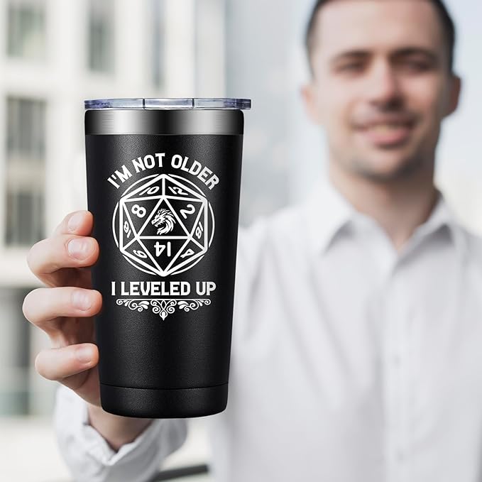 Dungeons Dragons Gifts for Men, Women - DND, D&D, DM Lovers Gifts - Dungeon Master Gift - I'm Not Older I Leveled Up Tumbler Cup 20 oz