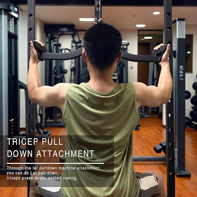 LAT Pull Down Bar for Cable Machine, LAT Pulldown Attachments T-bar V-bar Cable Attachment for Gym, Back Tricep Strength Training Handle