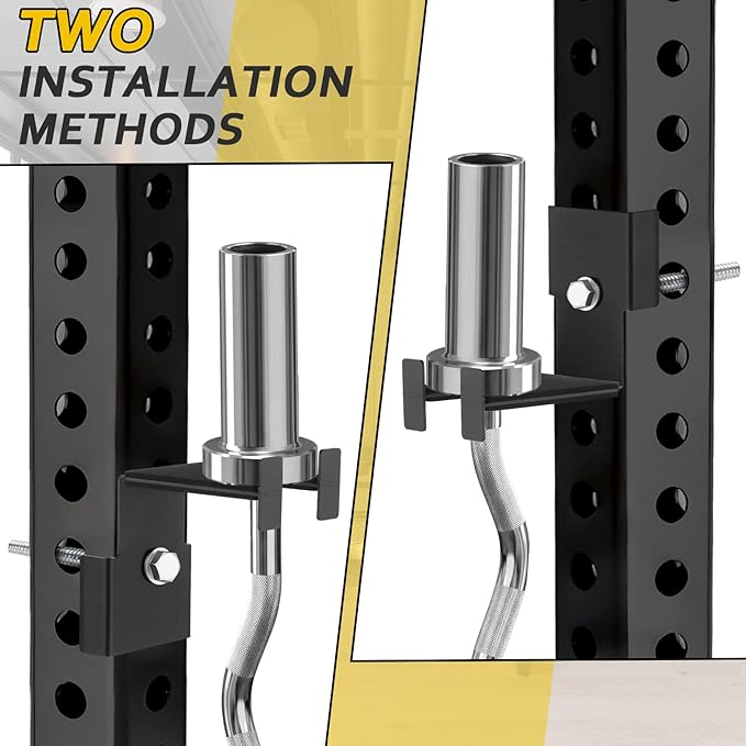 2 Pcs Barbell Holder for 3 x 3 Weight Racks Steel Barbell Mount Rack Vertical Training Curl Bar Holder Fits 5/8''-1'' Holes, No Drilling Required, Bearing 20 Pounds