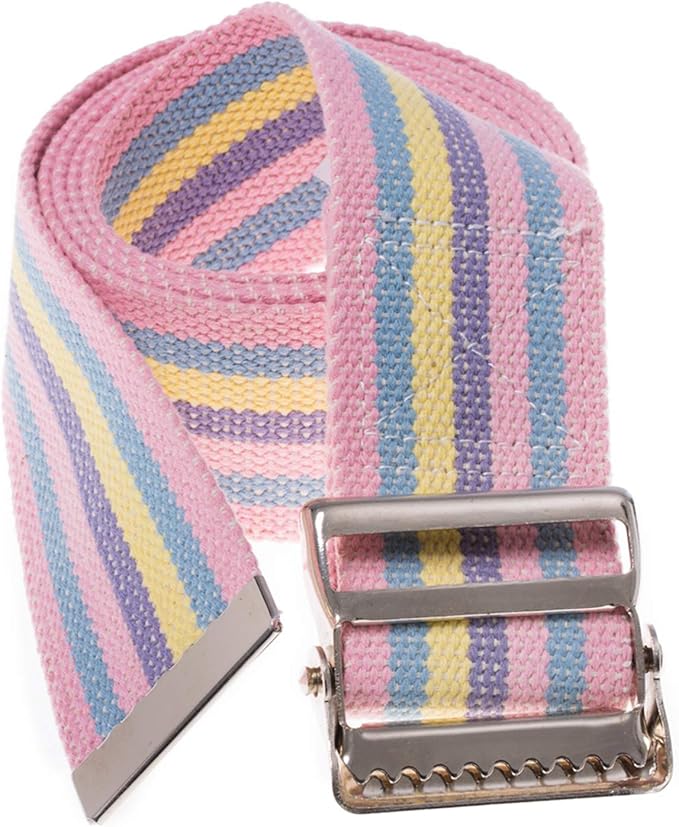 COW&COW Transfer and Gait Belt with Metal Buckle - Transfer Walking and Standing Assist Aid for Caregiver Nurse Therapist 2 inches (Rainbow, 60 Inch(Pack of 1))