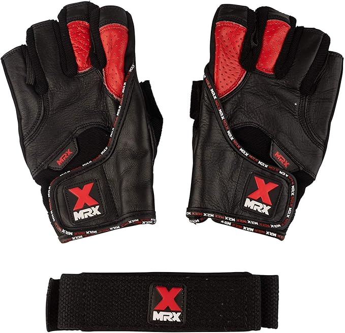 MRX Weight Lifting Pro Level Gloves with 18 Inches Long Wrist Strap Gym Workout Exercise & Fitness in