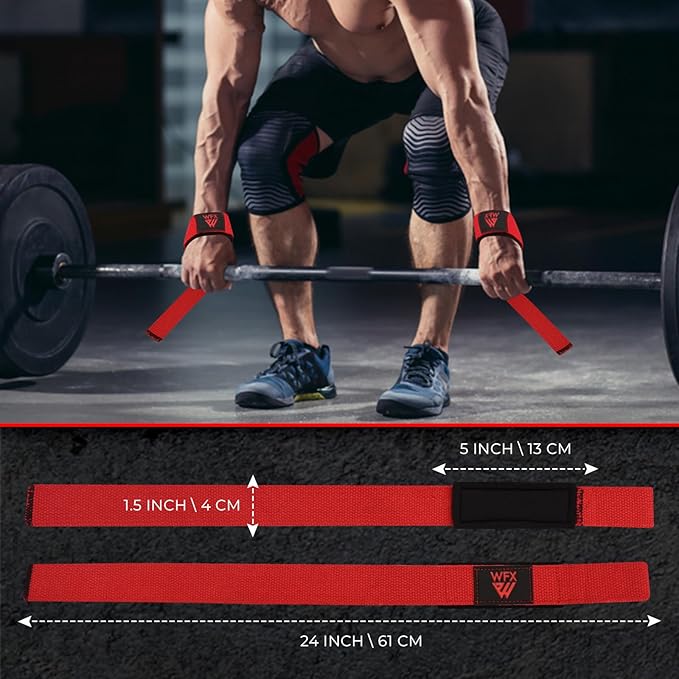 Weight Lifting Straps Wrist Support Padded Neoprene Gym Cross Training Hand Bar Weightlifting Straps Fitness Bodybuilding Power Exercise Grips Deadlift Men Women