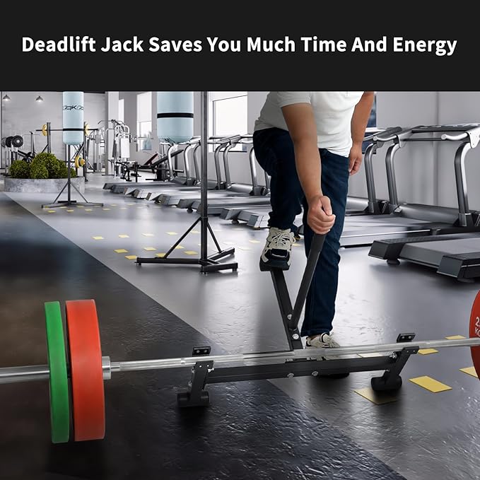 Heavy Duty Deadlift Barbell Jack: Weight Lifting Olympic Barbell Changing Weight Plates Stand - Powerlift Plates Changer Platform - Elevated Lift for Easy Loading & Unloading Weights