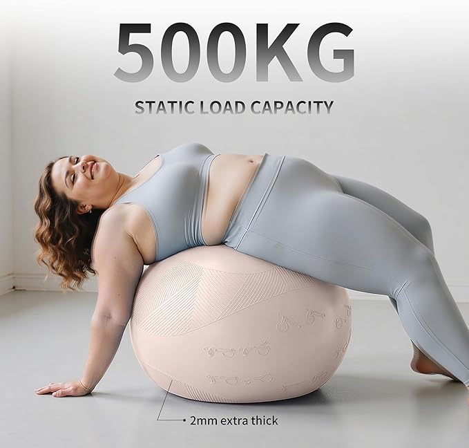 Extra Thick Yoga Ball with Training Instruction, Anti-Burst Slip Resistant Exercise Ball with Pump for Pilates,Physical Therapy,Pregnancy Stability,Birthing Ball 22in 26in 30in