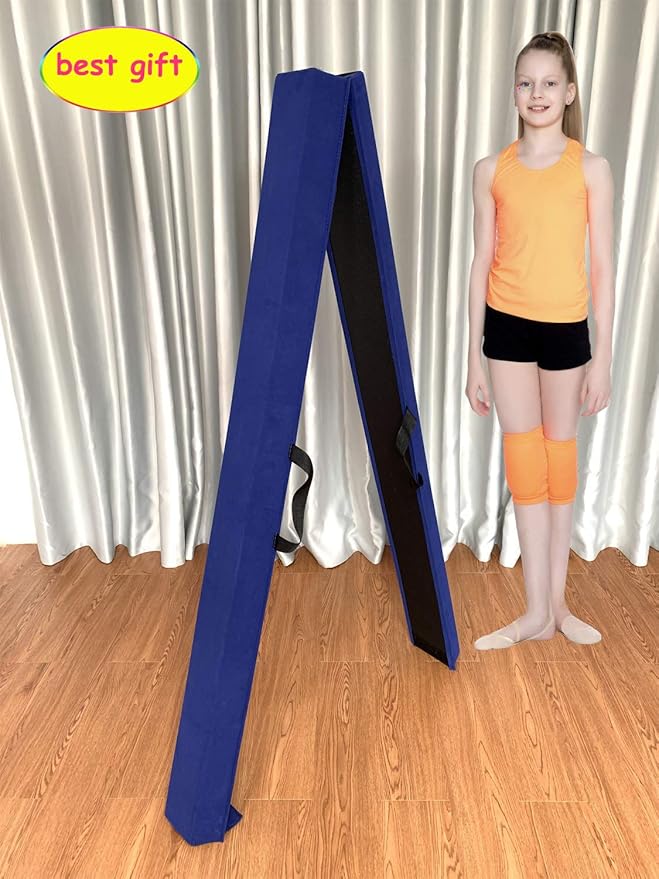 MARFULA 6 FT / 8 FT / 9 FT Folding Gymnastics Beam Foam Balance Floor Beam - Extra Firm - Suede Cover - Anti Slip Bottom with Carry Bag for Kids/Adults Home Use