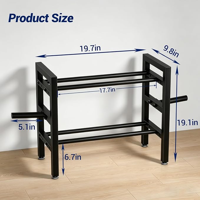Dumbbell Rack Stand Only 2-Tier 20 IN Length Adjustable Small Weight Rack For Home Gym Dumbbells Kettlebell,350LB Capacity Heavy-Duty Compact Dumbbell Holder