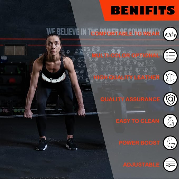 9mm Leather Fitness Weight Lifting Belt for Women&Men with 4 Inches Padded Lumbar Support for Power Lifting Workout & Squats Exercise