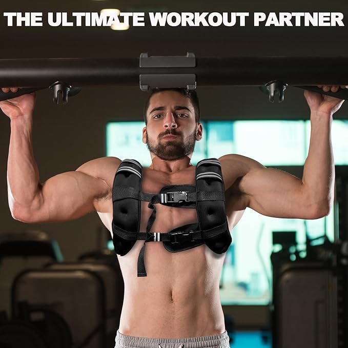 POWER GUIDANCE Weighted Vest for Men & Women with Reflective Stripes,Adjustable Workout Vest for Running, Jogging, Walking & Strength Training, Comfortable Rucking Weight Vest
