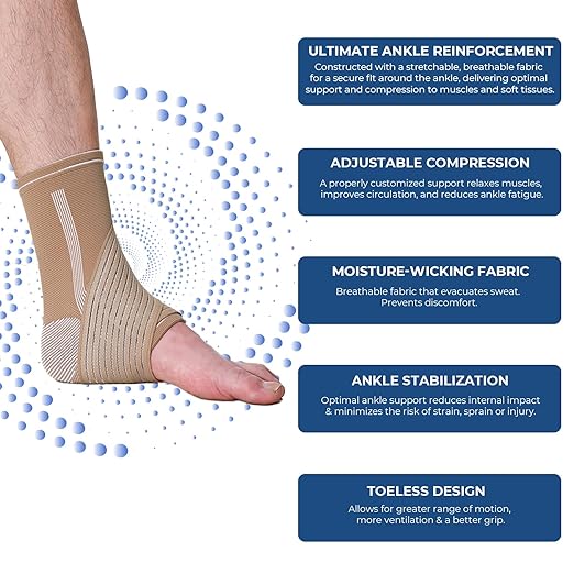 NeoTech Care Adjustable Ankle Support Brace (Beige, Size S, 1 Pair)