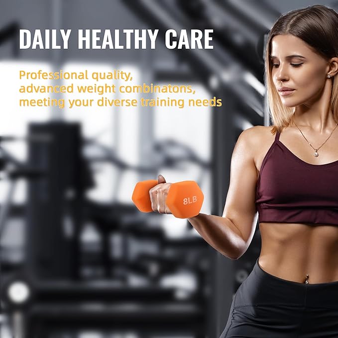 Fitvids Neoprene Coated Dumbbell Set with Rack, Free Hand Weight Set For Home Gym Workout, Anti-Slip, Anti-roll, 20LBS, 32LBS, 50LBS and 56LBS Sets, Multiple Weight Options