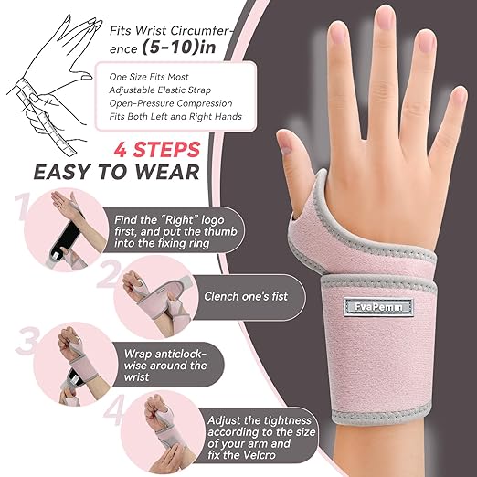 Wrist Brace for Carpal Tunnel 2 Pack Right Left Hand, Adjustable Wrist Brace for Day Night Support, Wrist Support Wraps for Women Men,Tendonitis, Arthritis, Weightlifting, Sports, Pink&Nude