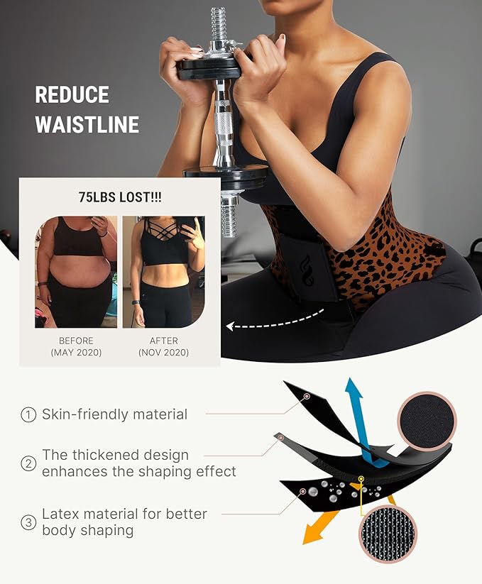 FeelinGirl Waist Trainer Belt Waist Cincher Trimmer Ab Belt Tummy Control Body Shaper with Triple Wrap Women and Men
