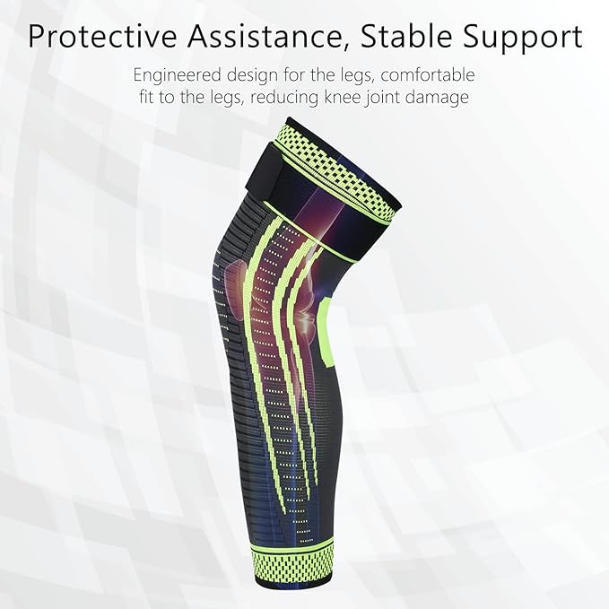 Full Leg Compression Sleeves 2 Pack Long Knee Support for Men and Women for ACJ, Meniscus Tear, Arthritis