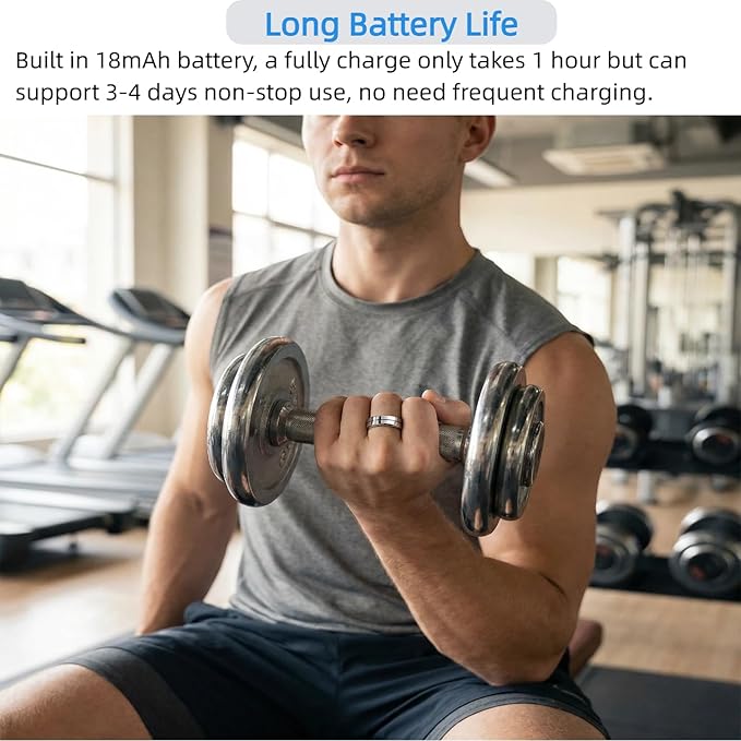 Smart Ring with Exclusive APP（no subscription fee） & Bluetooth 5.1, Magnetic Charging 18mAh Battery, 24/7 Fitness & Health Monitor (Heart Rate, Blood Oxygen, Sleep Tracking) (Silver, 10#)