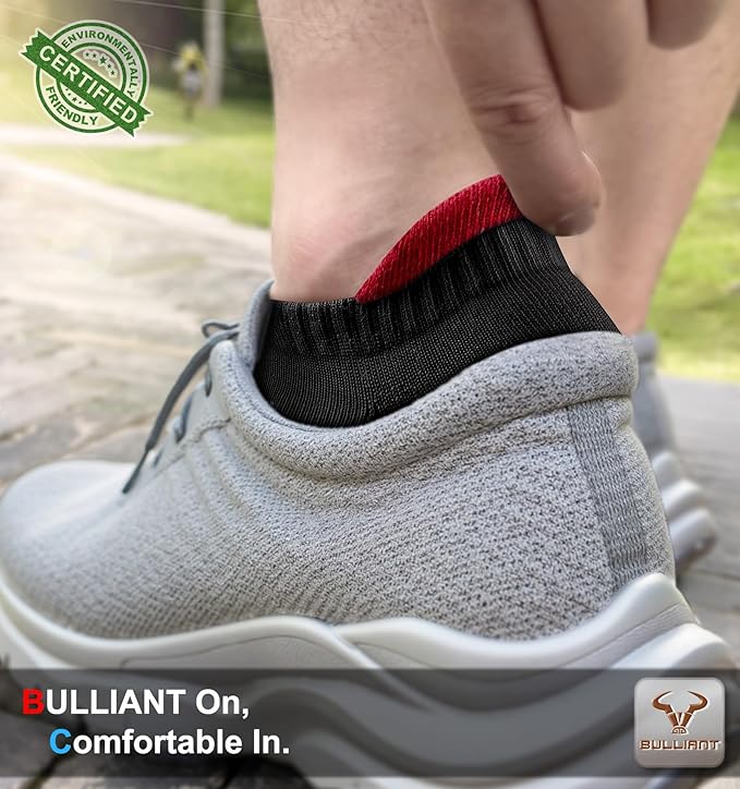 BULLIANT Men Running Socks,Active Ankle Socks No Show For Men With Cushioned Footbed Arch Support Breathable Wicking