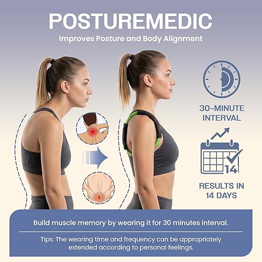 PRIMEKINETIX PostureMedic Dynamic Posture Corrector - Active Resistance Training System for Upper Back Strengthening & Shoulder Alignment - Stretches Chest, Strengthens Back - Size L (Yellow)