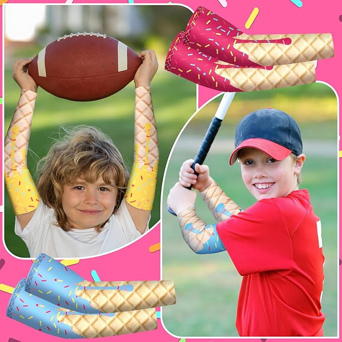 Newcotte 12 Pairs Arm Sleeves for Kids Compression Football Baseball Arm Sleeve Youth UV Protection Breathable Cooling Sleeve