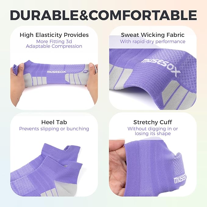 Ankle Compression Socks for Women and Men,Low Cut Compression Running Socks with Arch Support(6 Pairs)Best for Sports,Travel