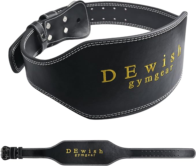 7mm Genuine Leather Weightlifting Belt, 4”& 6”Width, Double Prong Power Belt for Gym Bodybuilding, weightlifting, powerlifting, squats and deadlifts
