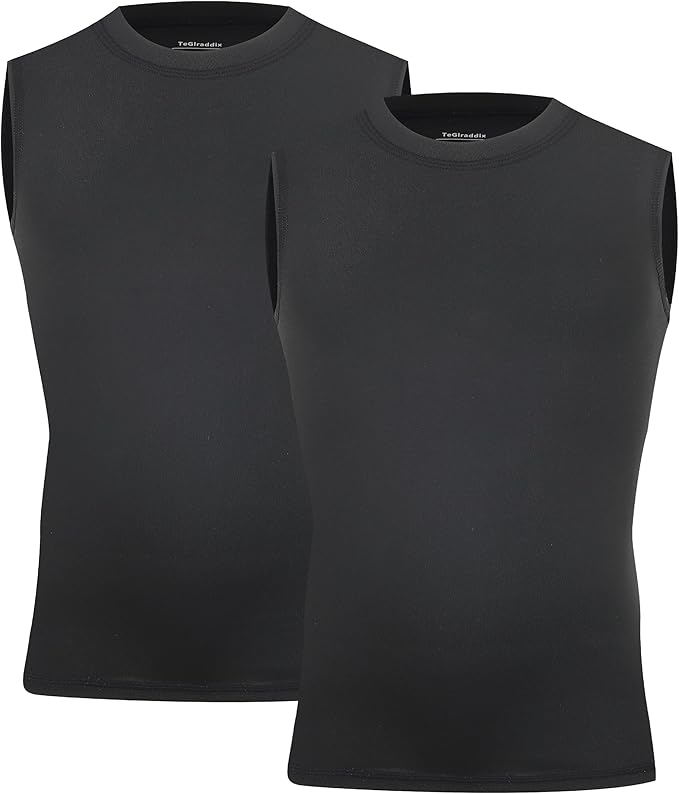 Youth Boy Girls Sleeveless Compression Shirt Kid Athletic Tank Top Quick Dry Basketball Football Undershirt