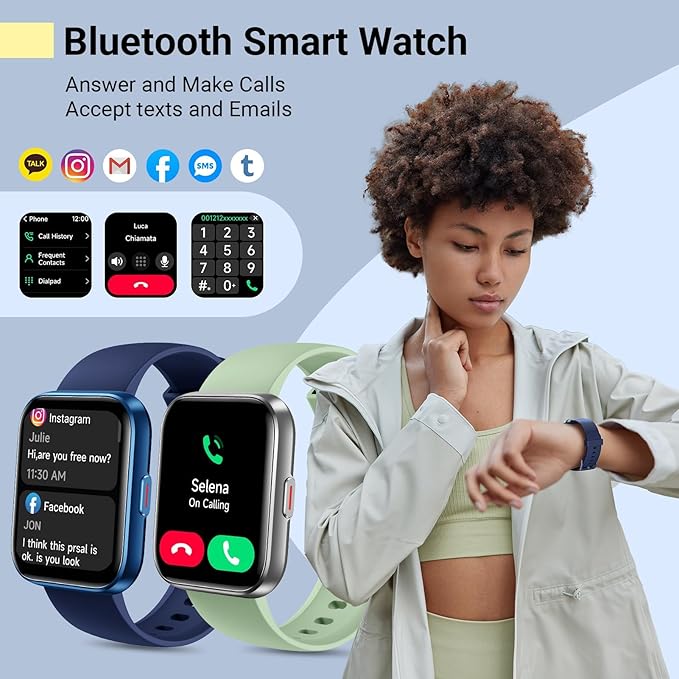 Smartwatch for Women/Men, Compatible with Android & iPhone, 1.8'' Fitness Tracker Watch with Alexa, Call & Notification Alerts, Heart Rate & Sleep Monitor, 120 Sports Modes, Waterproof Smart Watch
