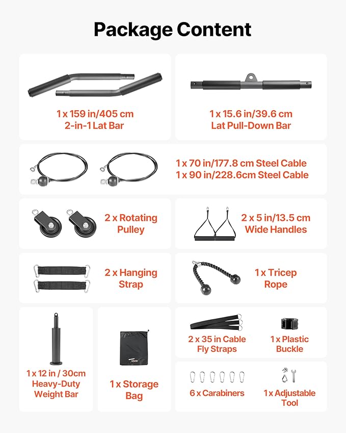 VEVOR LAT Pulldown Attachments, Cable Machine Rowing T-bar V-bar Tricep Pull Down Bar, Back Strength Training Rubber Coated Handle Grip, Bicep Curl Tricep LAT Pulldown Bar for Home Gym Fitness