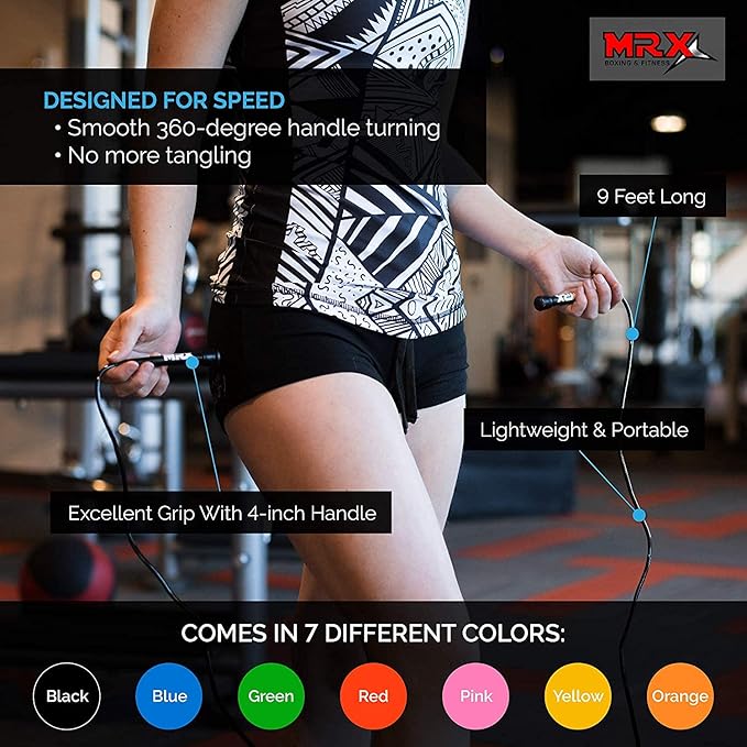 MRX 9" PVC Jump Rope for Cardio Fitness - Versatile Jump Rope for Both Kids and Adults - Great Jump Rope for Exercise