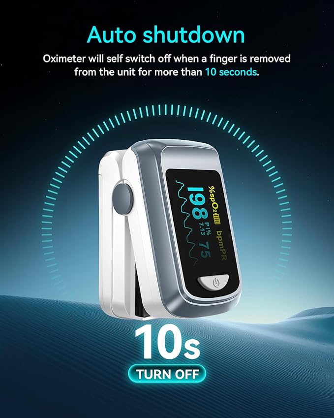 HealthTree JKS50B Fingertip Pulse Oximeter Blood Oxygen Saturation Monitor Pulse Ox, Heart Rate and Fast Spo2 Reading Oxygen Meter with OLED Screen Included Lanyard and 2 X AAA Batteries
